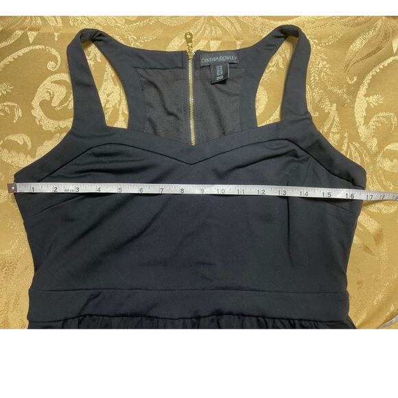 Cynthia Rowley Women Dress Sz 10 Black Stretch Pockets Skater Racerback FitFlare - Picture 7 of 9